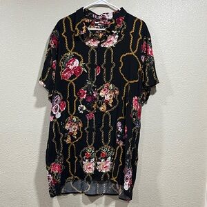 Fashion Nova Floral Chain Print Short Sleeve Button Down Men’s Shirt